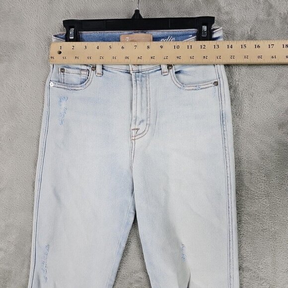 7 For All Mankind Jeans Womens 27 Edie Luxe Vintage Light Blue Distressed Ankle - Picture 9 of 14